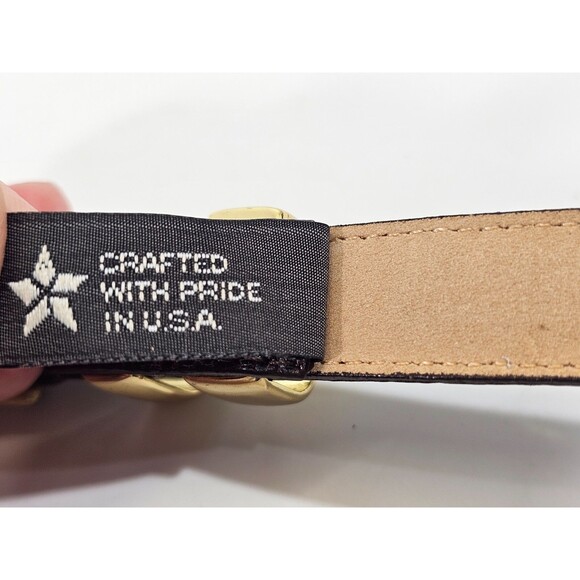 LM Women's M L 32 Brighton Classics Embossed Leather Belt Brown 3/4"W x38"L - Picture 6 of 9